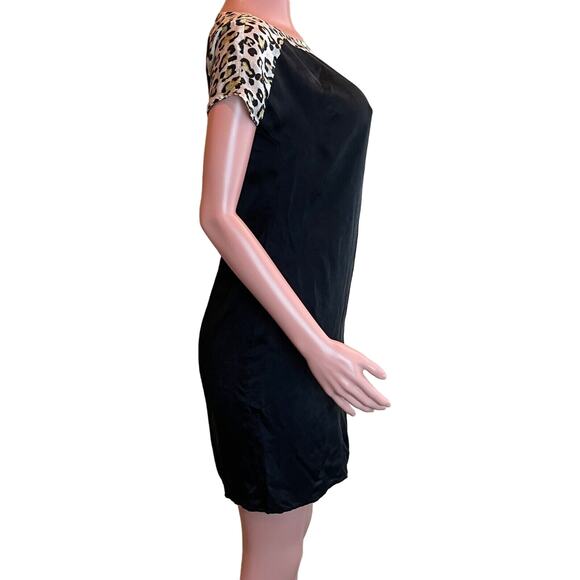 Just Cavalli Dress Size 40 4 US Black Leopard Print Bateau Neckline Mini Y2K - Picture 3 of 10